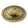 Glazed ceramic dish with green and blue floral decoration – vintage southern earthenware – handmade