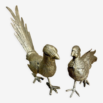 Couple pheasants golden regulated, vintage deco 50,60', deco nature