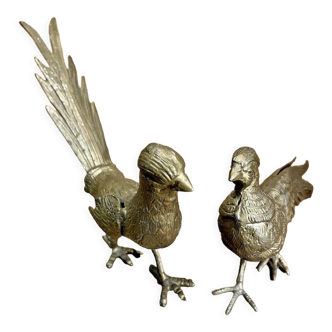 Couple pheasants golden regulated, vintage deco 50,60', deco nature