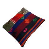 Vintage turkish patchwork kilim cushion cover , 43 x 37 cm