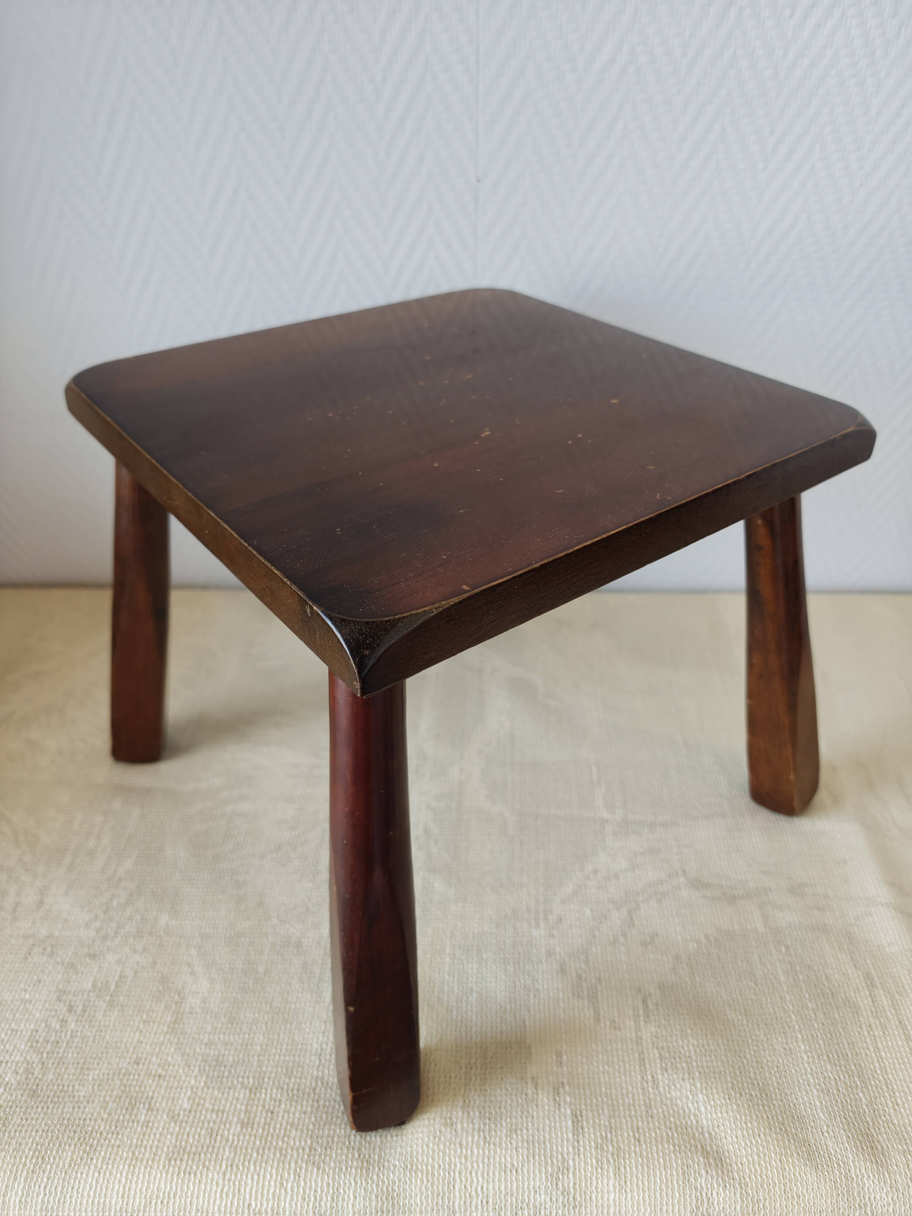Wooden stool in Scandinavian style, handcrafted, circa 1960.