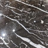 Tulip table white base and black marble marked by Saarinen edition knoll international