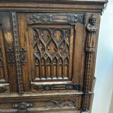 Pair of Gothic style cabinets in dark oak from the 19th century.