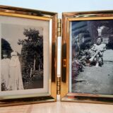 two vintage black and white photographs, framed, children