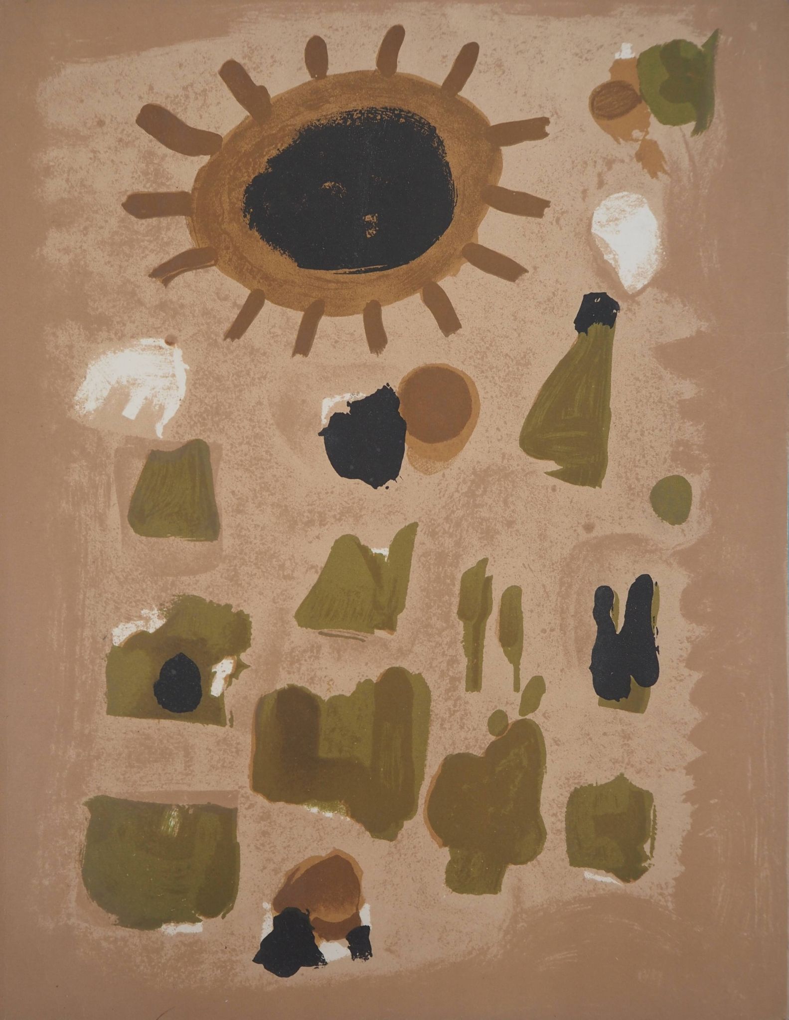 Roger bissiere : paysage ensoleillé - lithographie originale