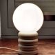 70s wood and opaline lamp