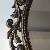 Ancien Miroir ovale Brevettato, style Baroque/Rococo. En bronze à patine dorée. Dim 34 x 25,5 cm