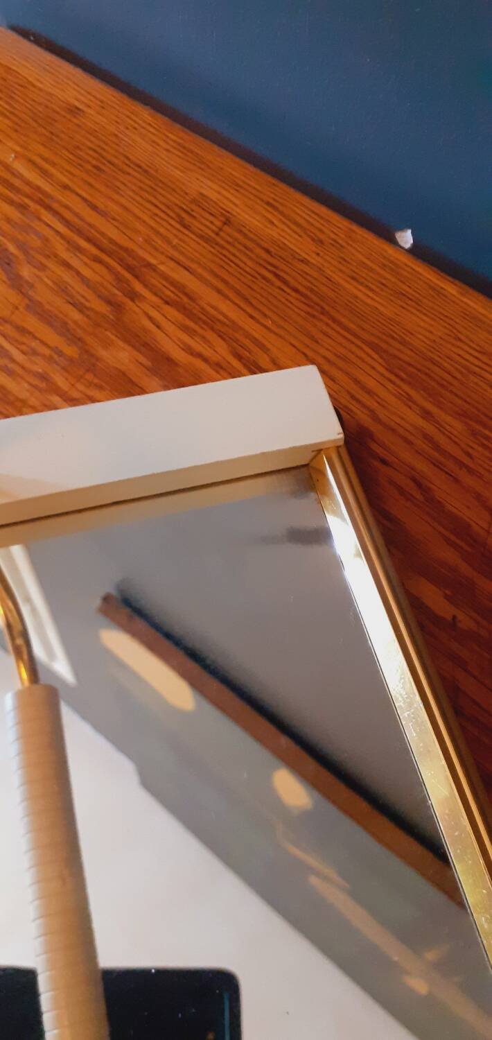 Plateau vintage année 50 en bois laqué et métal doré