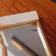 Vintage 50s tray in lacquered wood and gold metal