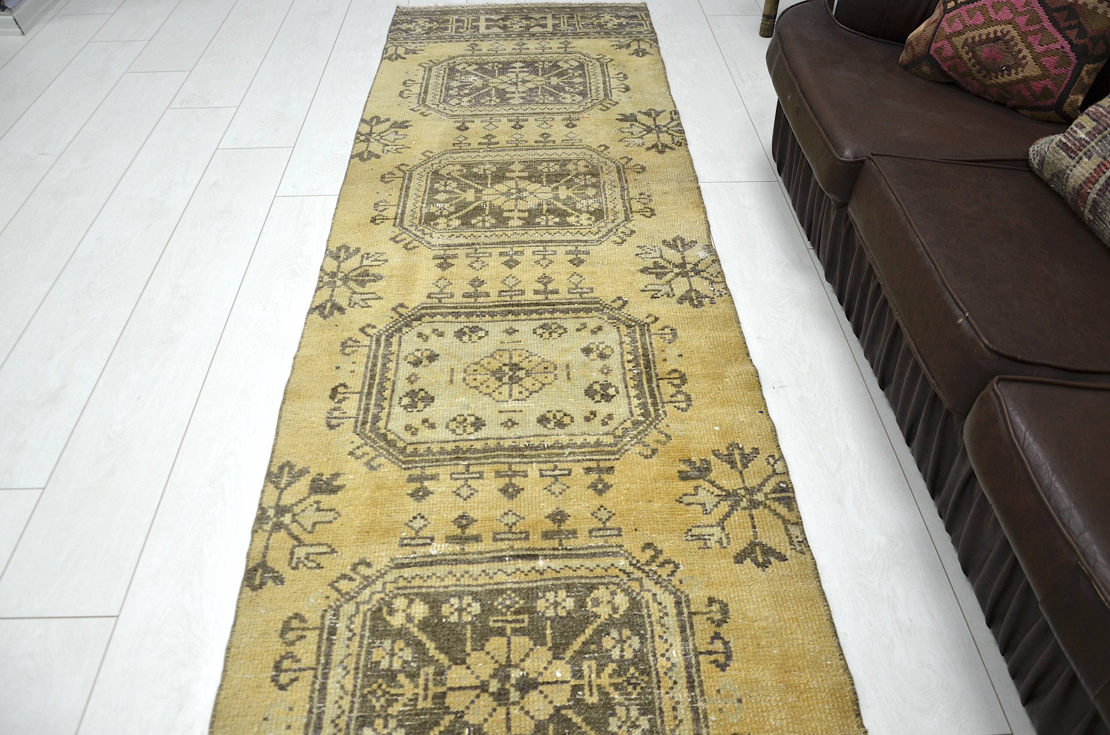 Yellowish & Brown Oushak Runner sku 2255.