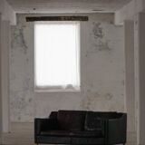 Mogens Hansen, 2-seater canapé mid-century, patinated black leather, 1970s.