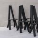 Set of six black dining chairs