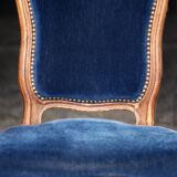 Adorable pair of 19th century low chairs. Wood and velvet fabric.