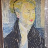 Tableau portrait sur toile d'une Dame slave 61 X 50 cm
