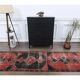 Geometric Turkish hand-knotted red distressed runner 88x321