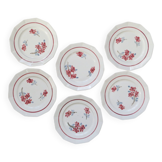 Assiettes plates x6, Ceranord, Semi Porcelaine Française de la fin des années 50