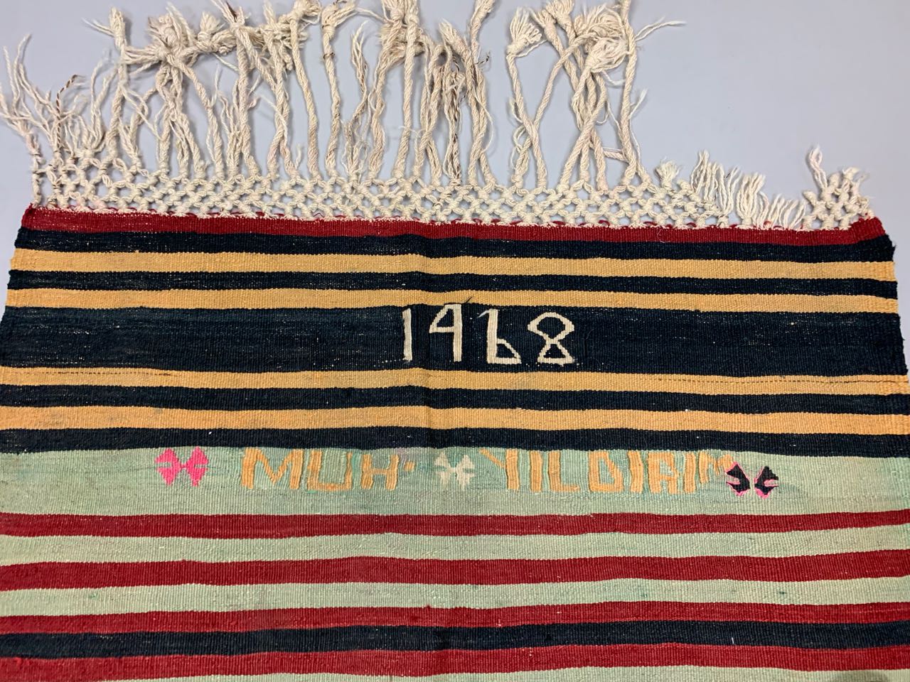 Vintage Turkish Kilim Kelim Rug shabby wool, country home boho 190x100 cm medium