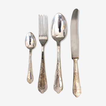 Series of 24 antique silver metal cutlery