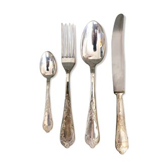 Series of 24 antique silver metal cutlery