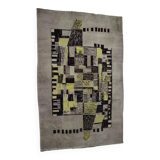 Rare beautiful hand made abstract design wool carpet / rug, 1940s