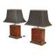 Pair of burl and copper table lamps by style Mahey