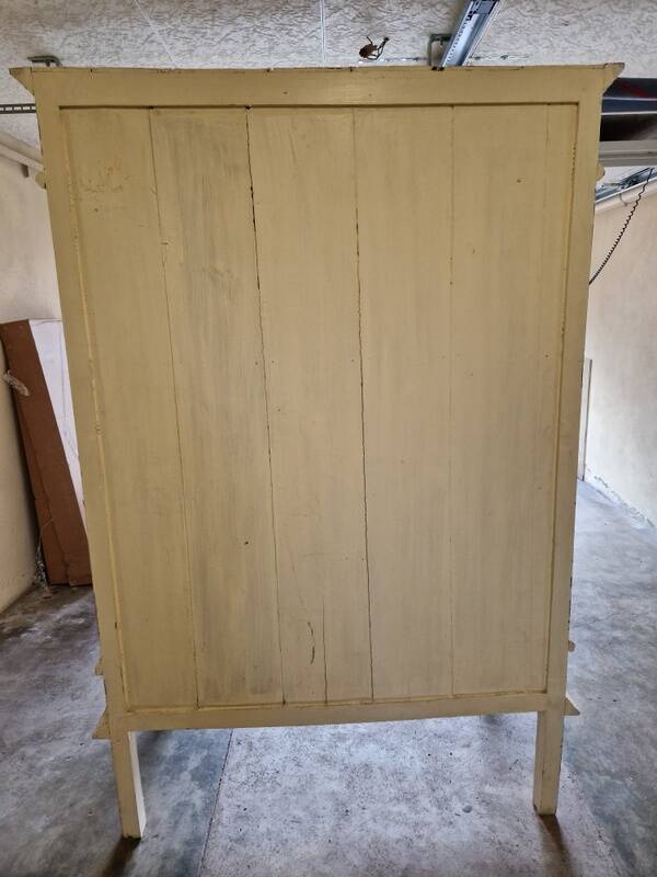 Large wardrobe, storage unit - White painted wood - Colonial, Indonesian