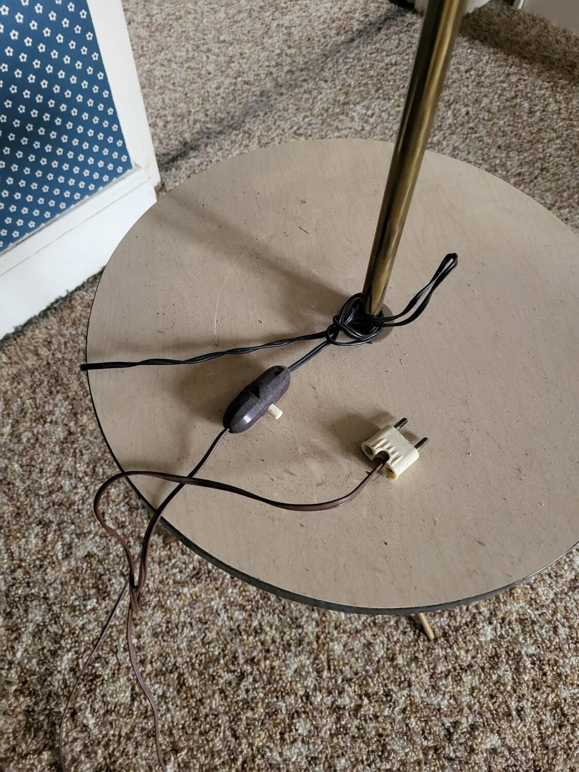 Vintage brass pedestal floor lamp