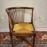 Corner chair wood & straw english xixth