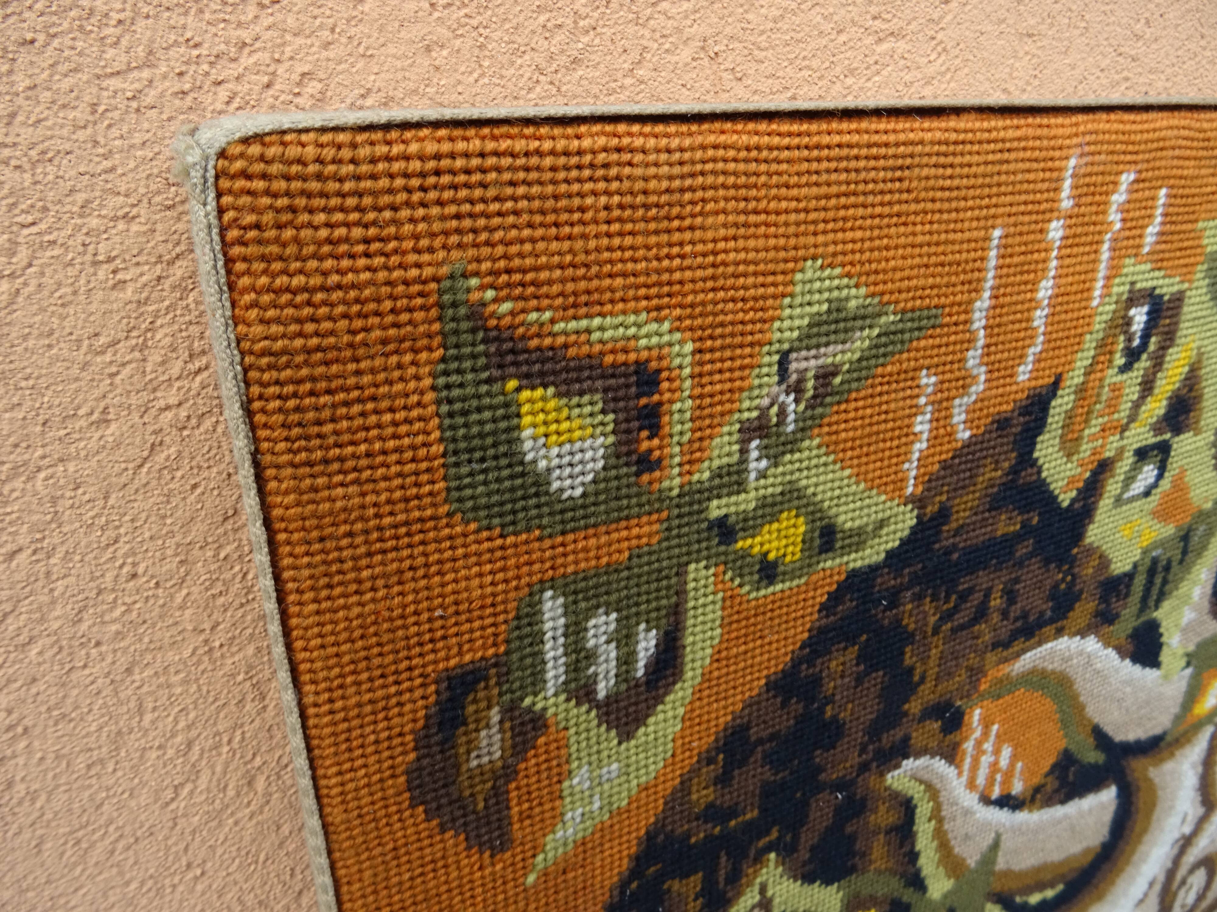 Vintage wall tapestry canvas The Ram M.M. Charollais 60s/70s