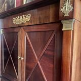 Cabinet, wardrobe or mahogany and ormolu wine bar in French Empire style with four doors.