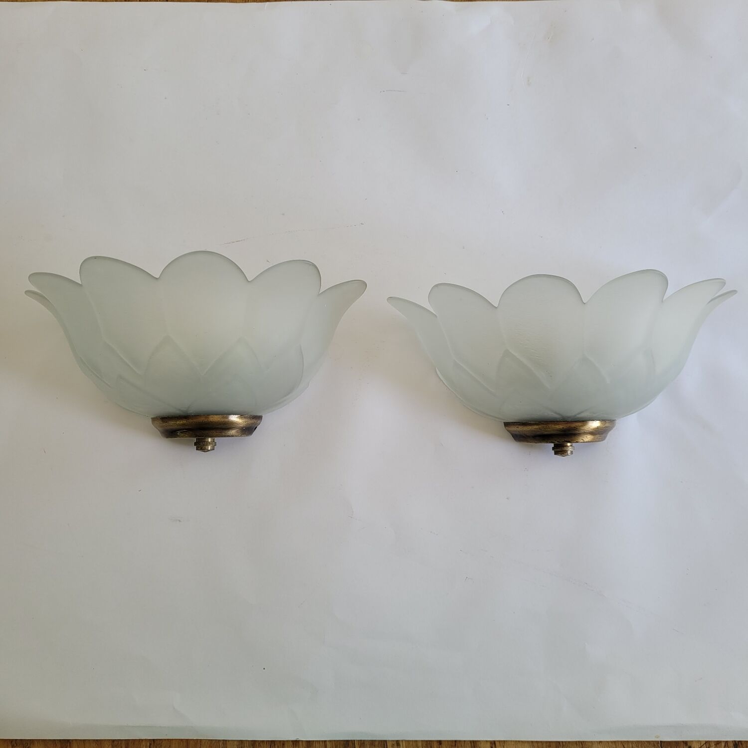 Pair of wall sconces tulip frosted glass.