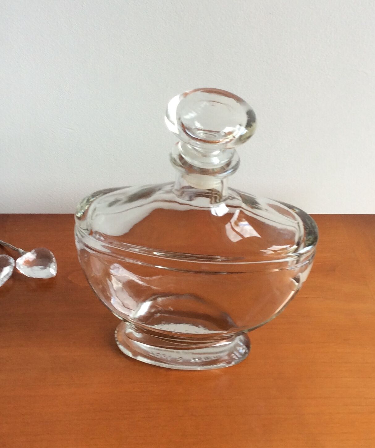 Bottle with cap, decanter, thick glass, original shape
