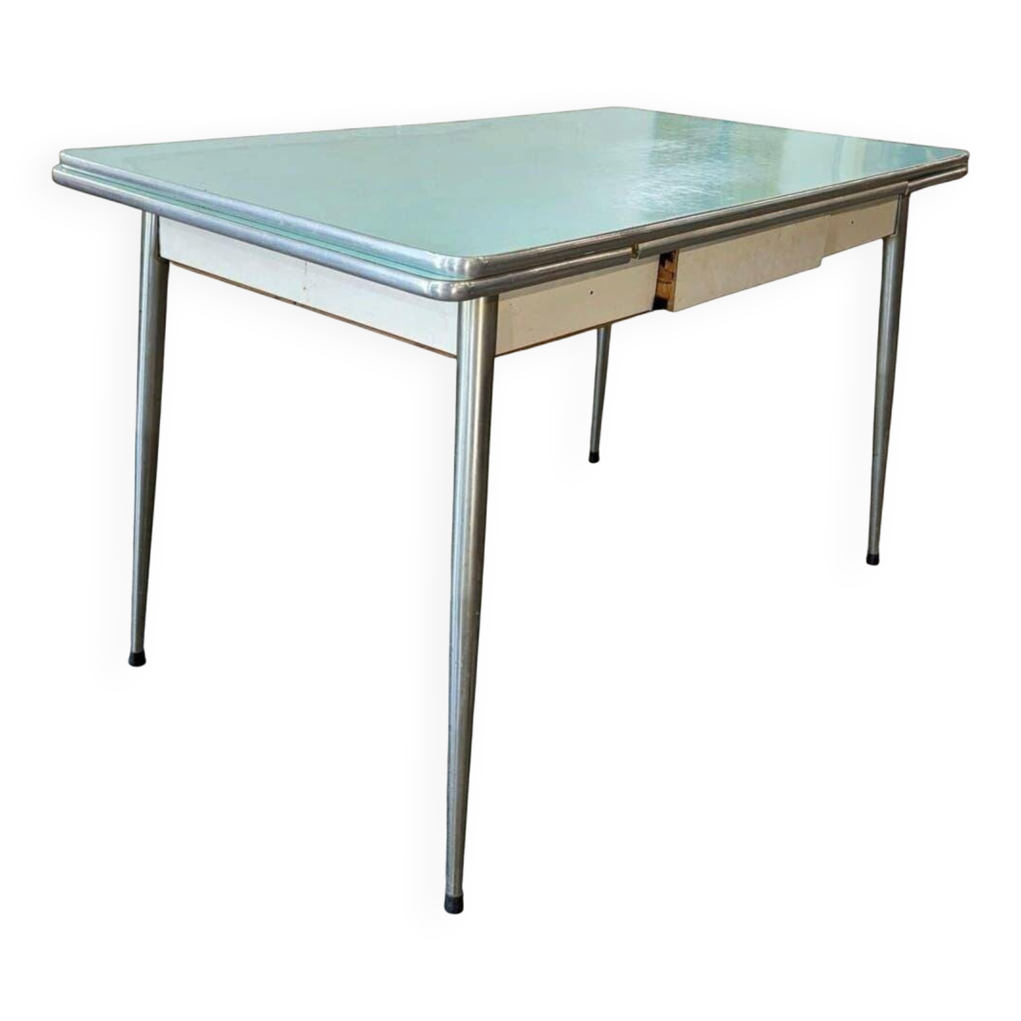 Table à manger extensible vintage en Formica bleu ciel