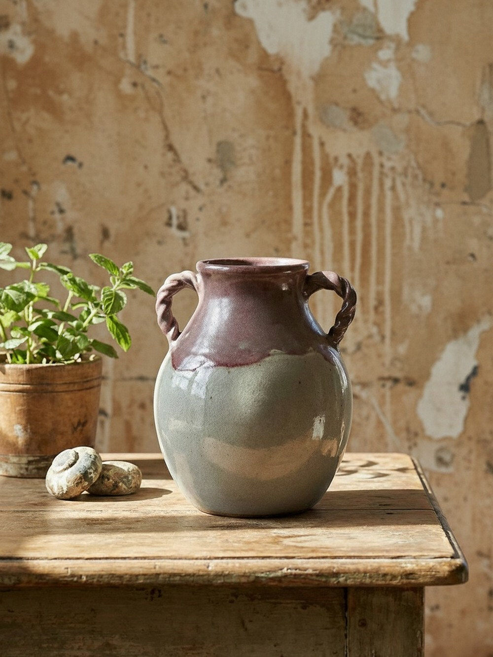 Vase studio pottery Milly Finn UK vintage 60s-70s stoneware