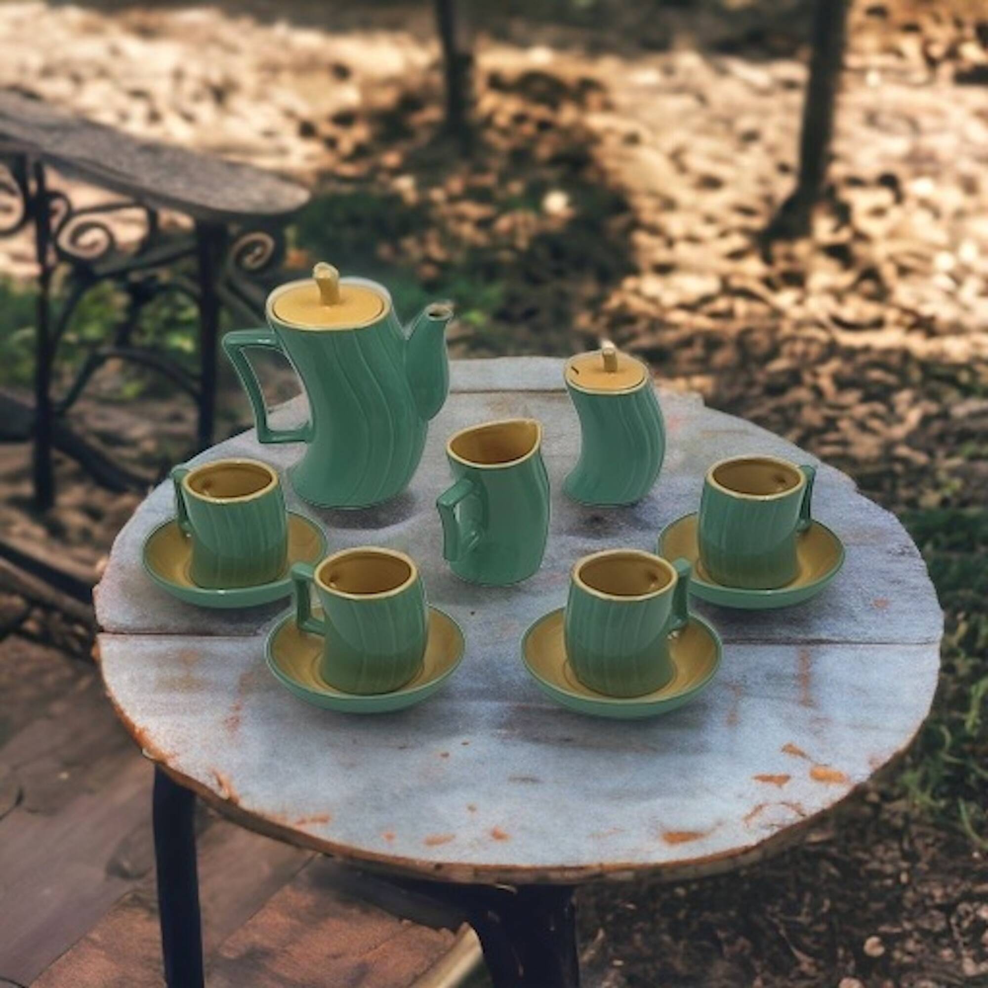 Vintage Memphis Naj Oleari Ceramic Tea Set by Massimo Iosa Ghini - 1980s