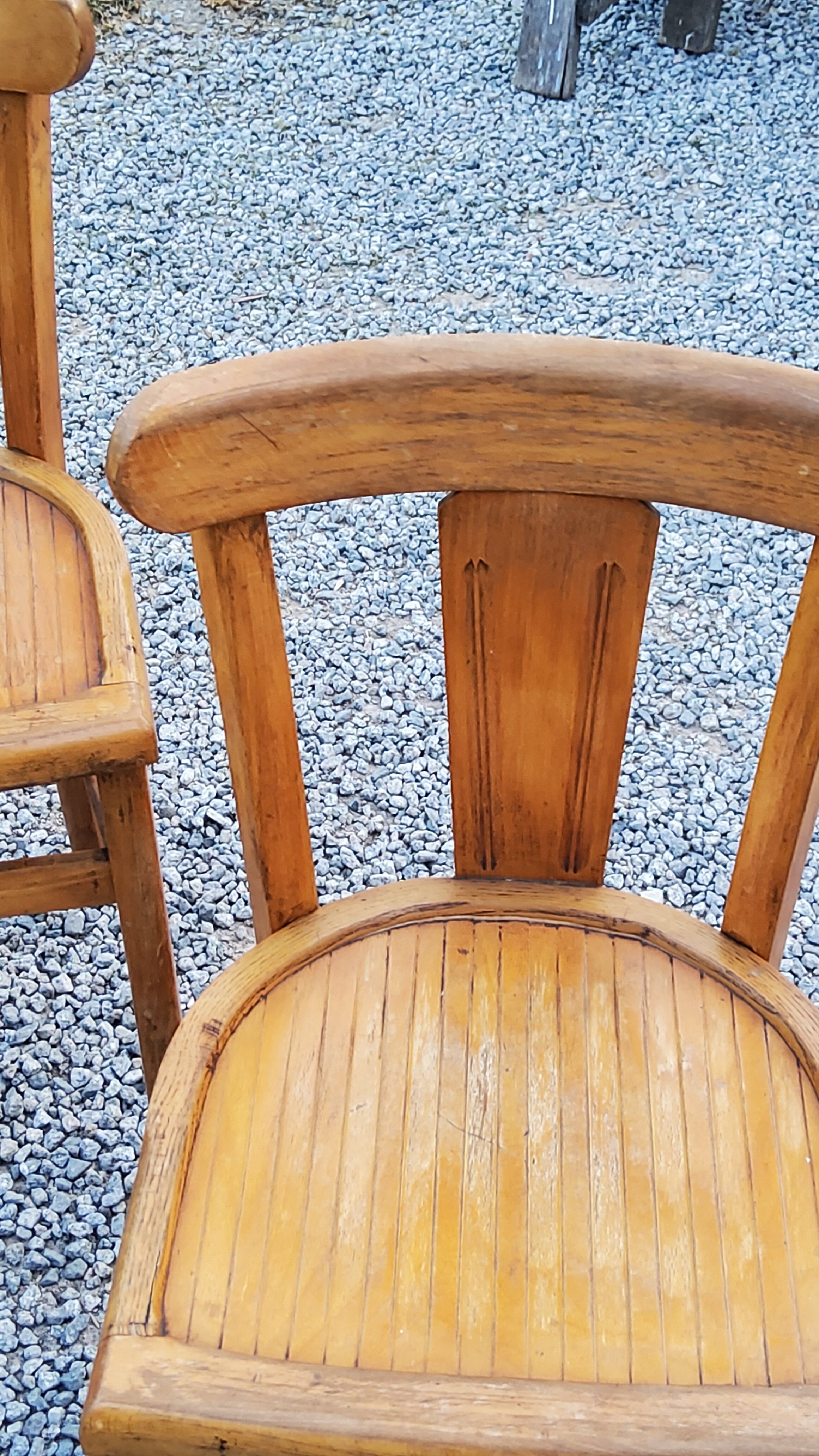Set of 4 bistro chairs in beech and blond oak from the 50s