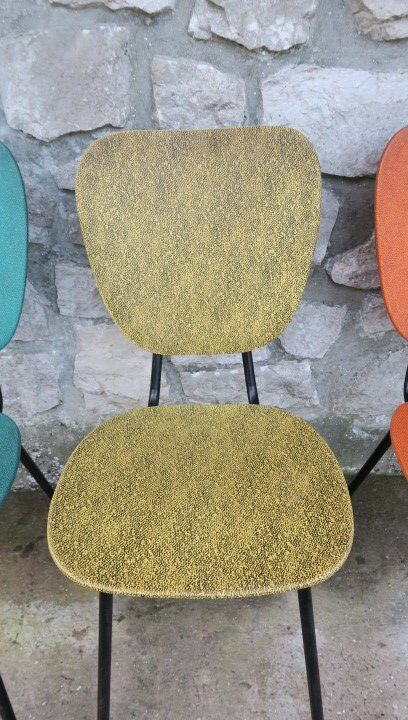 5 vintage skai metal chairs 60 years