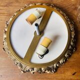 Glass and chiseled bronze ceiling light from the 50s/60s