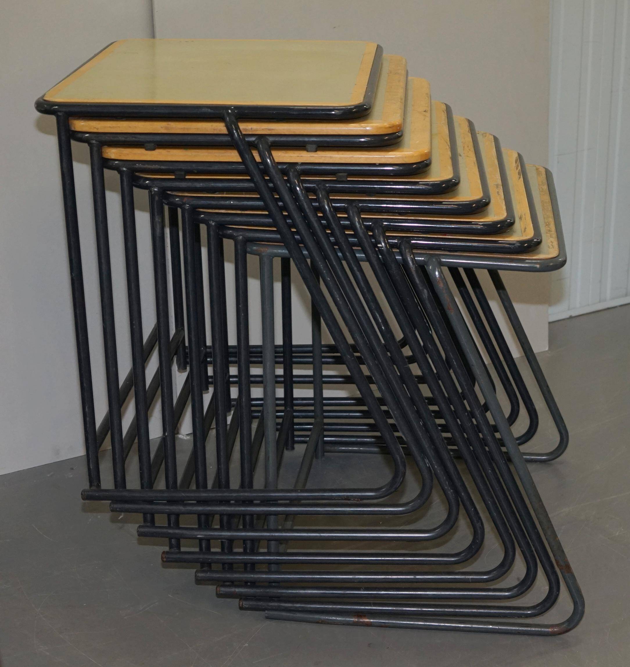 Stackable British military office table in stainless steel