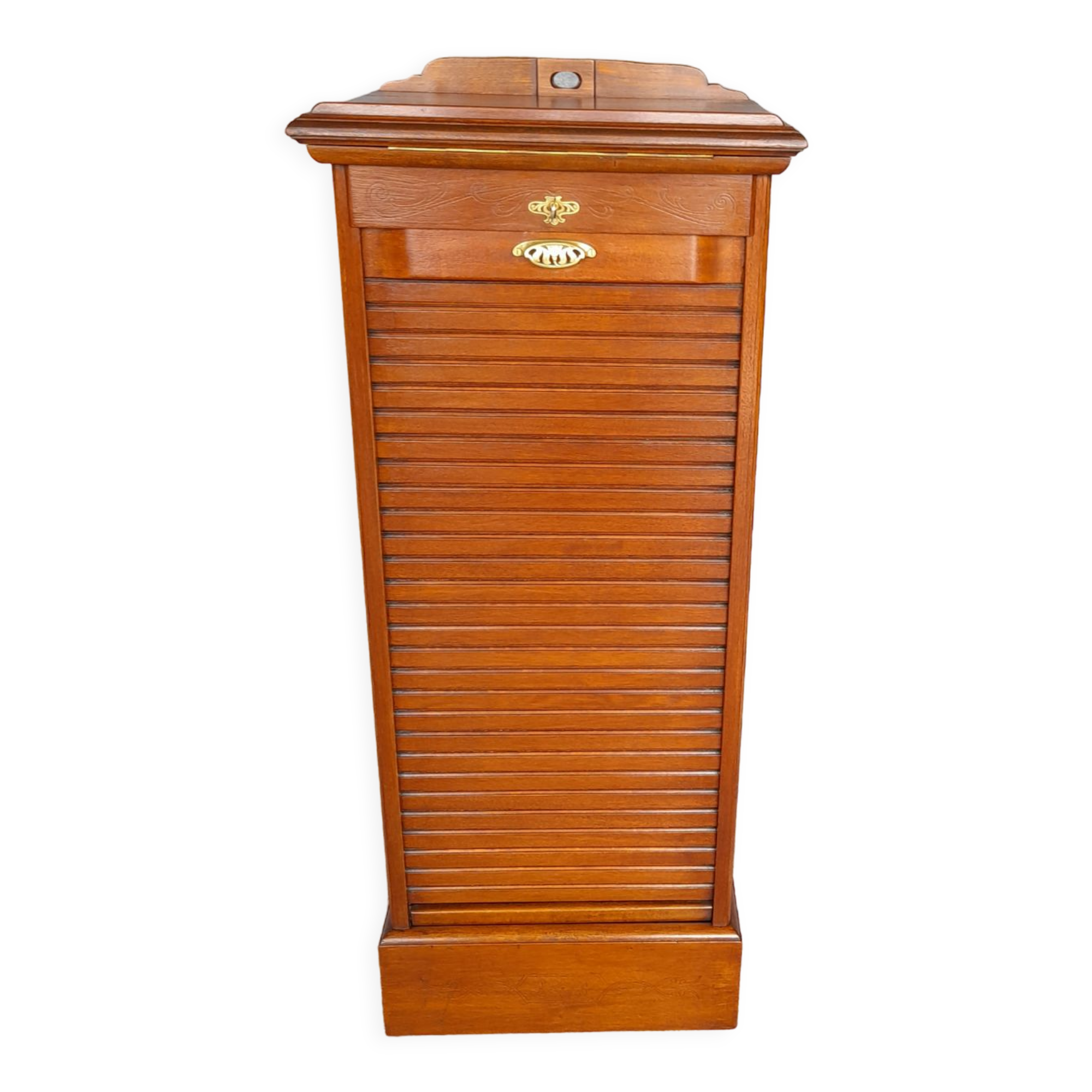 Filing cabinet with curtain and art nouveau desk