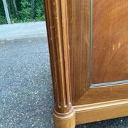 Louis XVI sideboard in solid mahogany with a white marble top, 222cm, 1950.
