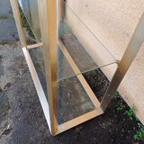 Vintage shelving unit in gold aluminum and glass