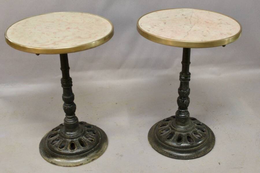 Pair of Comblanchien Marble Top Bistro Tables