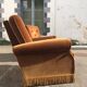 Pair of toad armchairs in old gold velvet