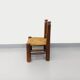 Vintage Charles Dudouyt Brutalist Low Chair in Wood and Straw
