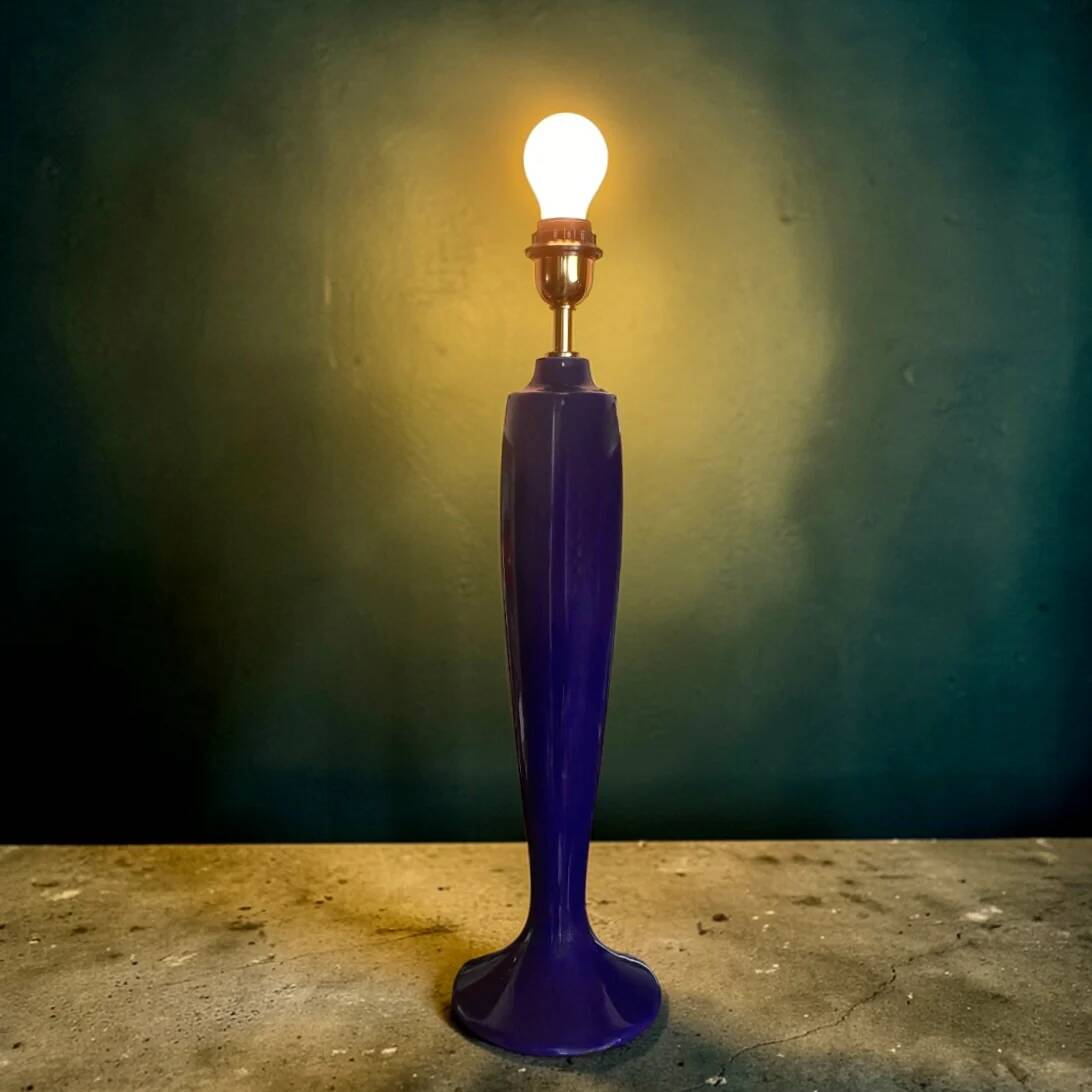 Large vintage lamp base in cobalt blue ceramic – 1960s