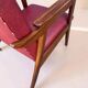 Vintage design armchair set – red skai and teak (1960s)