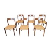 Set of 6 chairs rattan and mahogany N.Otto Moller