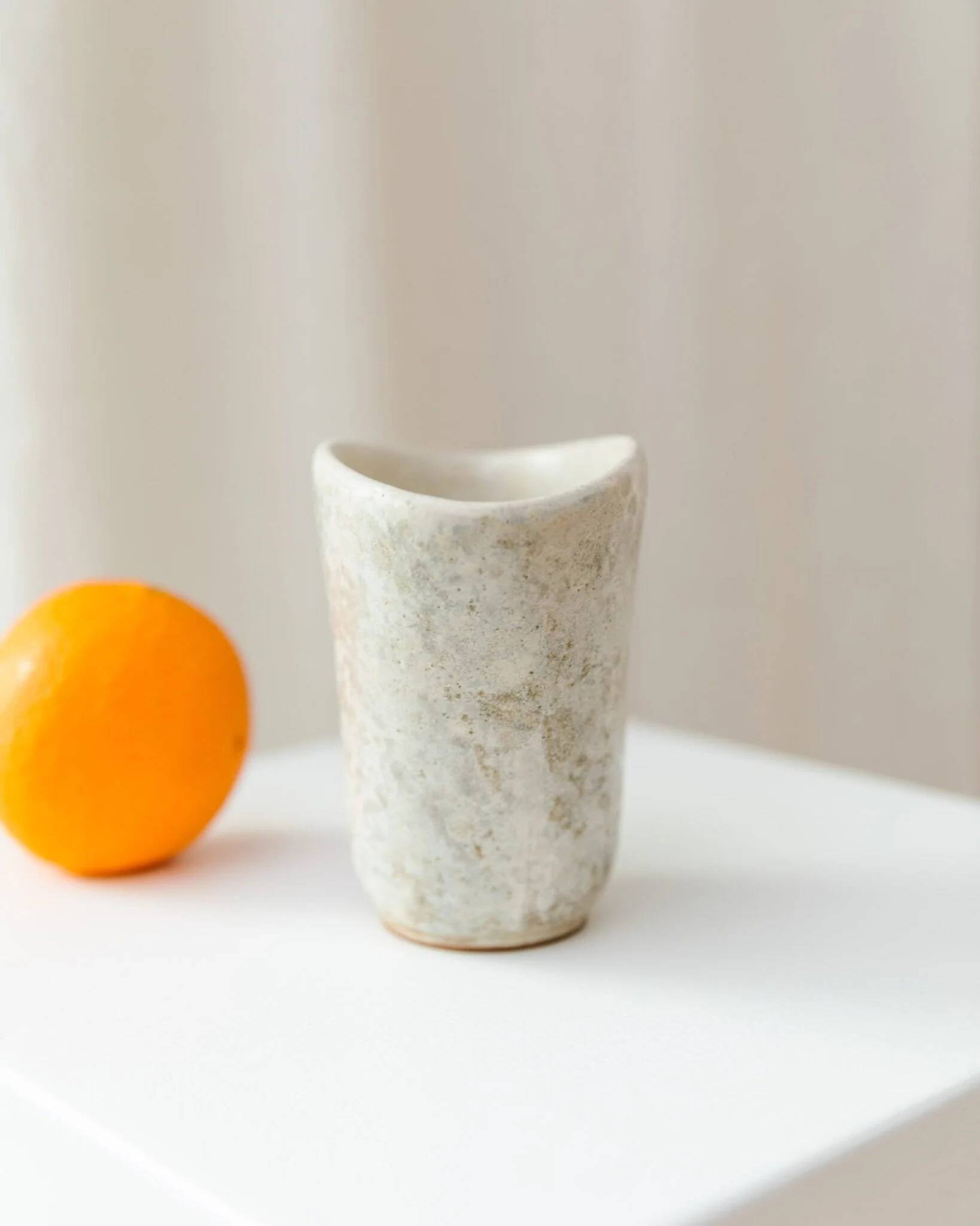 Vintage ceramic vase by Gerhard Meisel – pale off-white grey stoneware, handmade 1950s Stahnsdorf