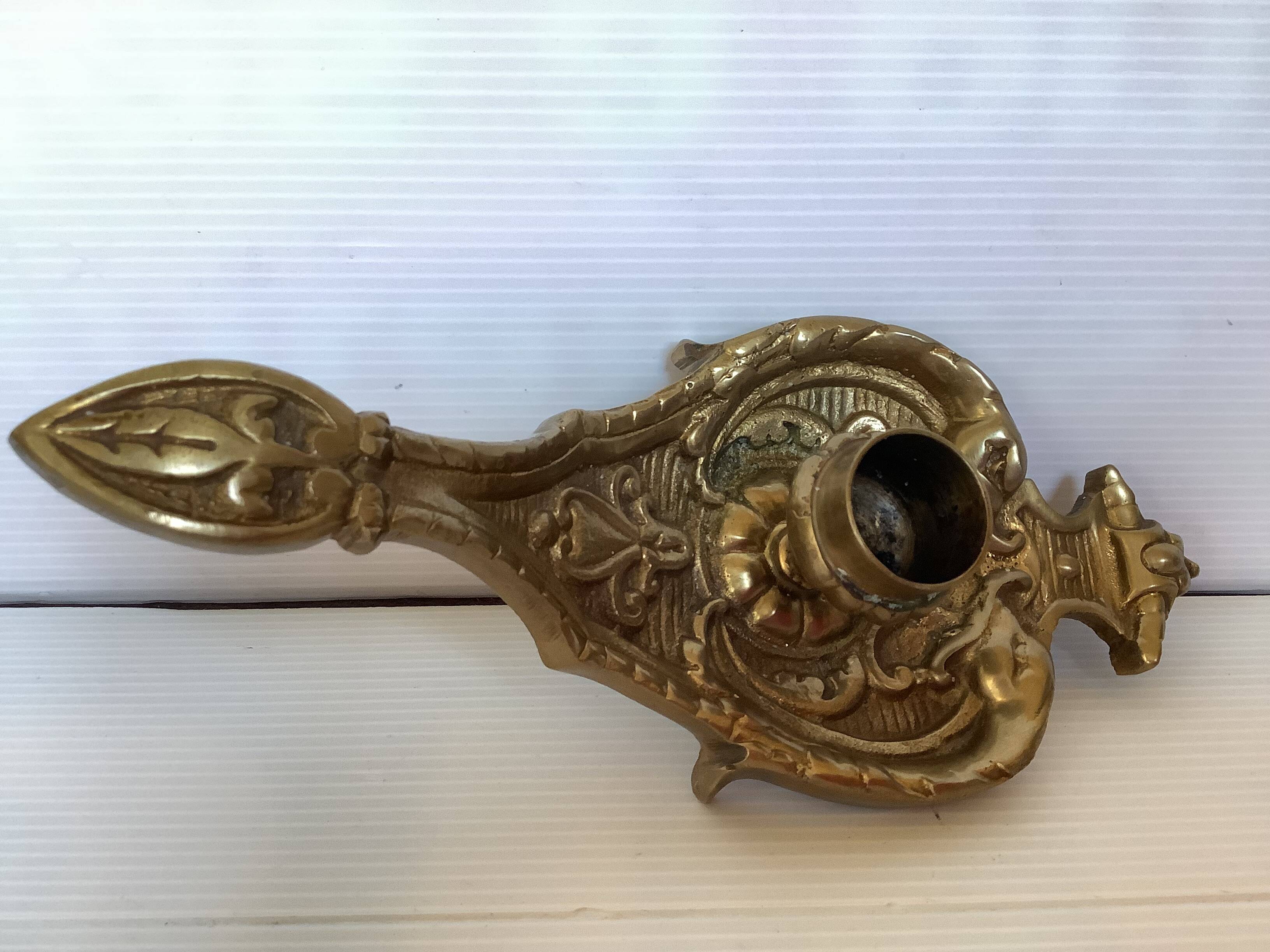 Cave rat brass candle holder